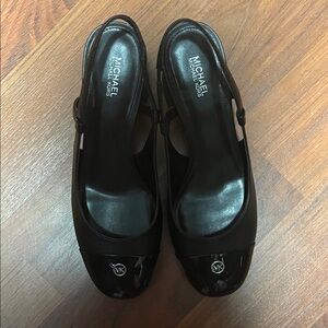 Michael Kors leather/Black Patent Leather Heels worn once